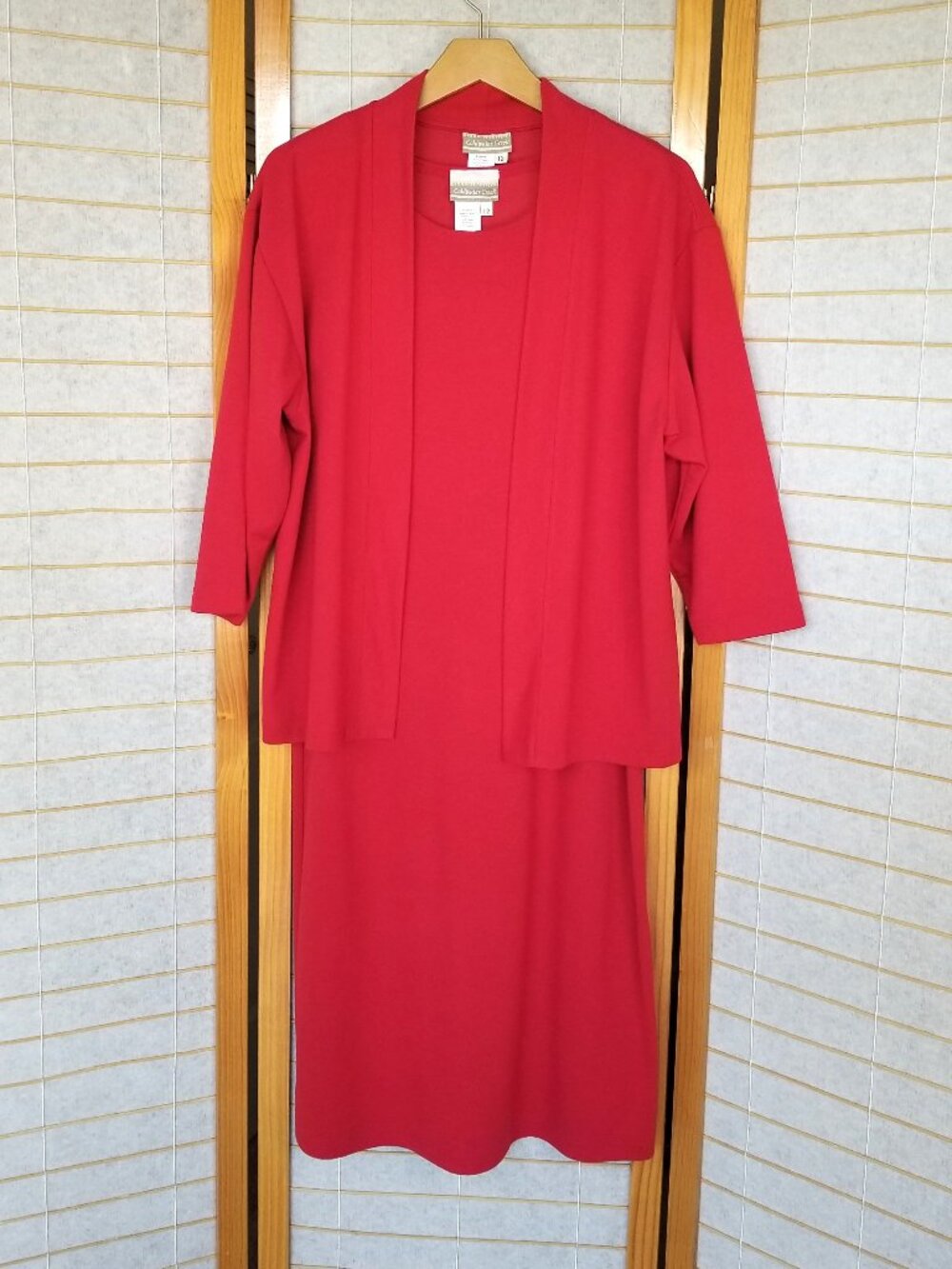 Coldwater Creek Red Dress and Cardigan Jacket Suit Set Size 12